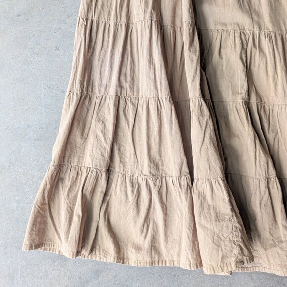 Roxy Brown Tiered Flowy A-Line Boho Festival Maxi Skirt large - Picture 4 of 7